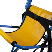 Padded material covers the chair's leg and back bars for improved user comfort