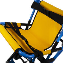 Padded material covers the chair's leg and back bars for improved user comfort