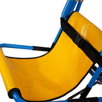 Padded material covers the chair's leg and back bars for improved user comfort