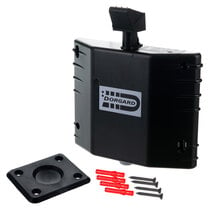 Black Dorgard Fire Door Retainer with Baseplate and Fixings