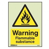 "Warning, flammable substance" sign