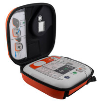 Defibrillator instructions included inside the carry case