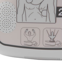 Detailed graphics to guide rescuers when attending a cardiac arrest emergency