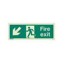 Fire Exit Sign - Rigid Plastic - Down/Left - Size K