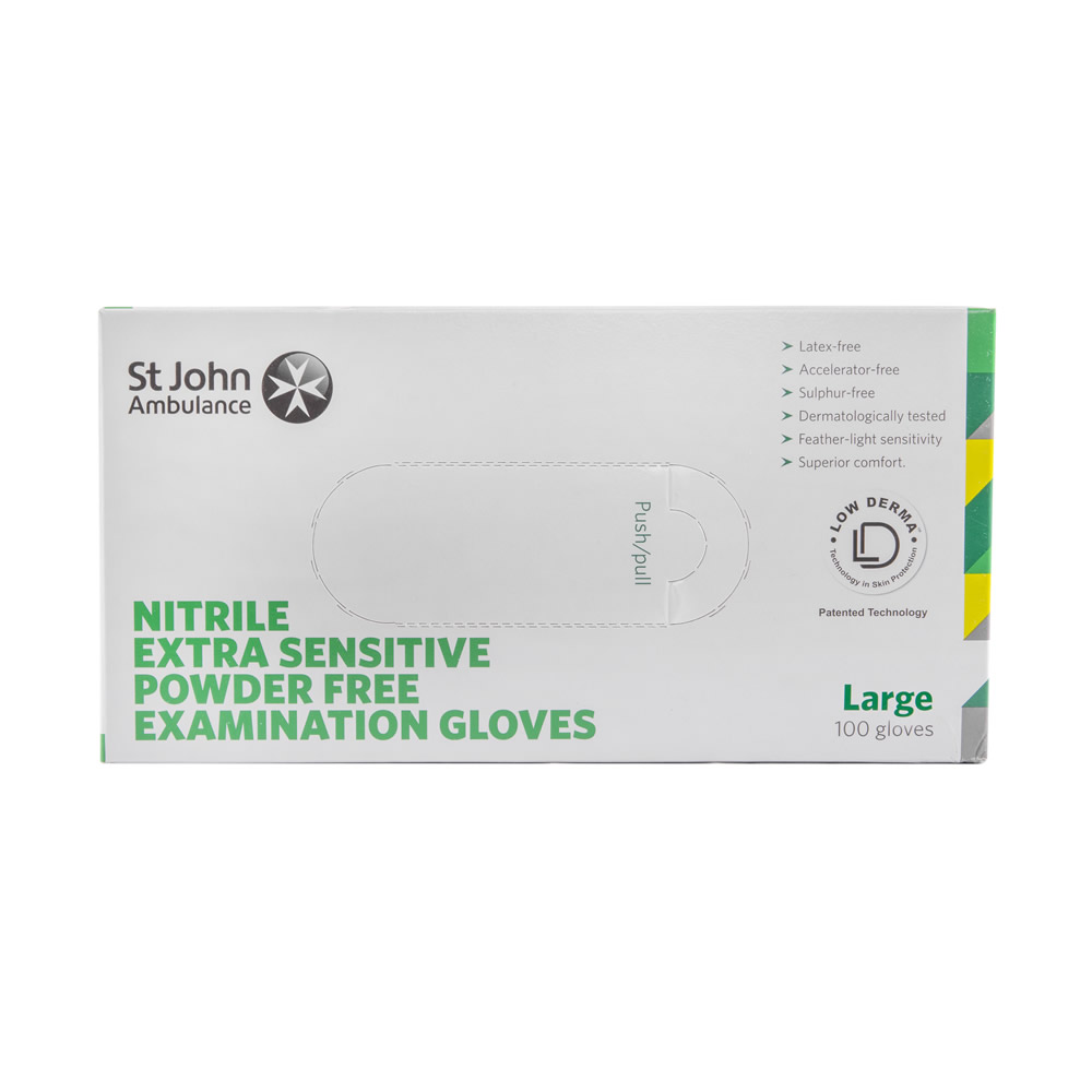 St John Ambulance Disposable Powder-Free Nitrile Gloves - 100 pack / 50 ...