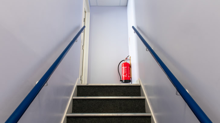 Fire extinguishers suitable for corridors and stairways