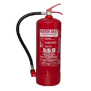 Front view of a water mist extinguisher