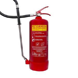 Front view of a wet chemical extinguisher
