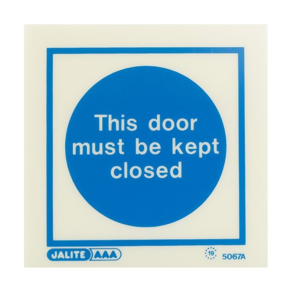 Self Adhesive Photoluminescent Fire Door Signs Vinyl 100x100mm